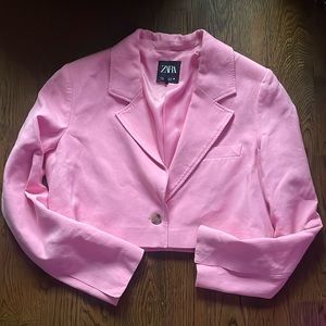 Zara cropped pink blazer perfect for spring size medium